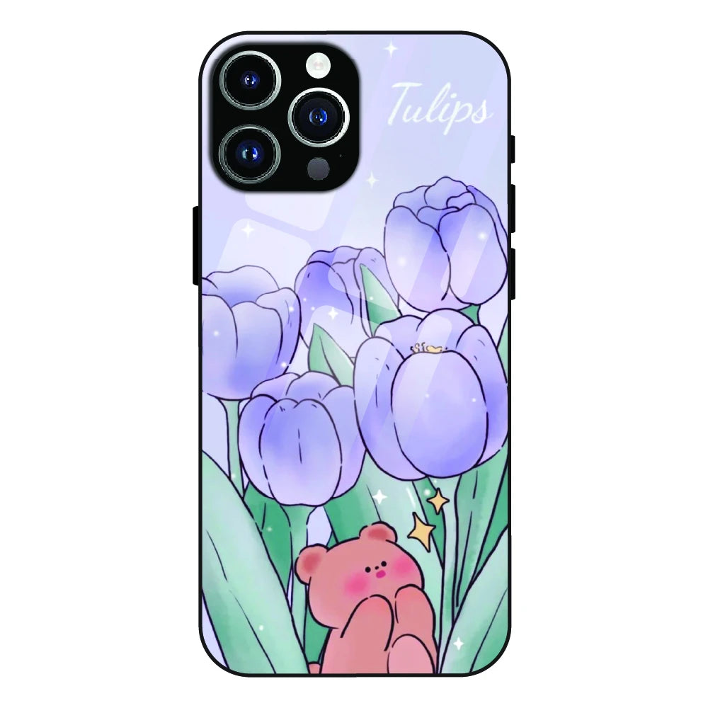Tulip Bear Dreamscape - Glass Cases For Apple iPhone Models