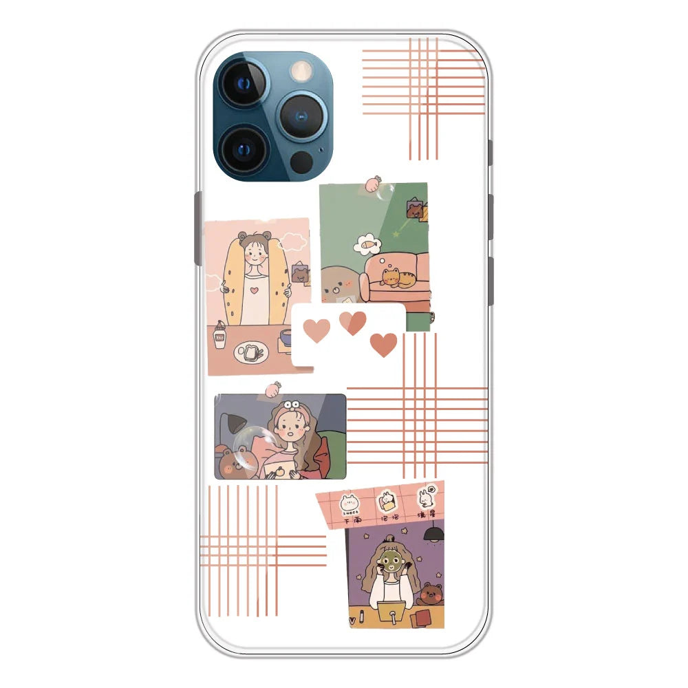Cute Girl Collage - Clear Printed Silicone Case For Apple iPhone Models -Apple iPhone 11 pro
