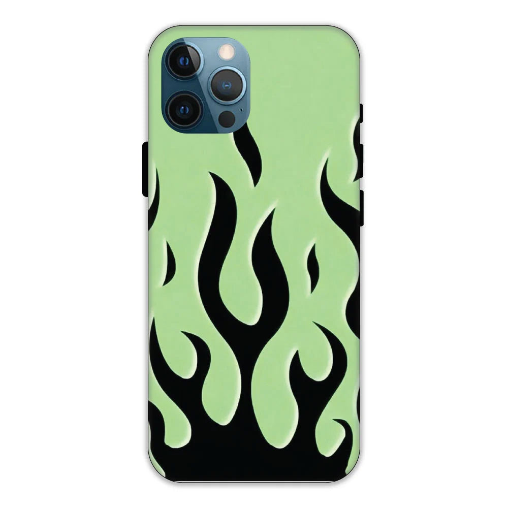 Green & Black Flames Hard Case Apple iPhone 11 Pro Models