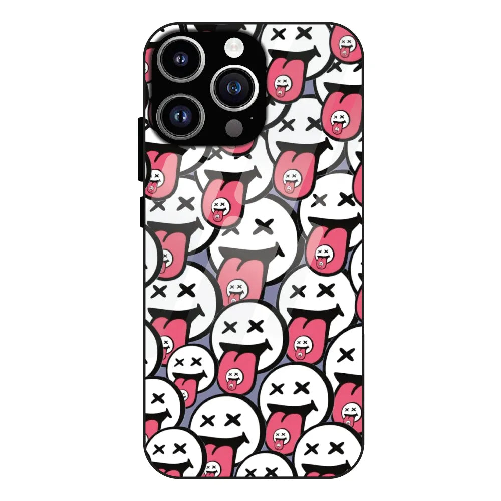 Funny Cartoon Faces - Glass Cases For Apple iPhone Models