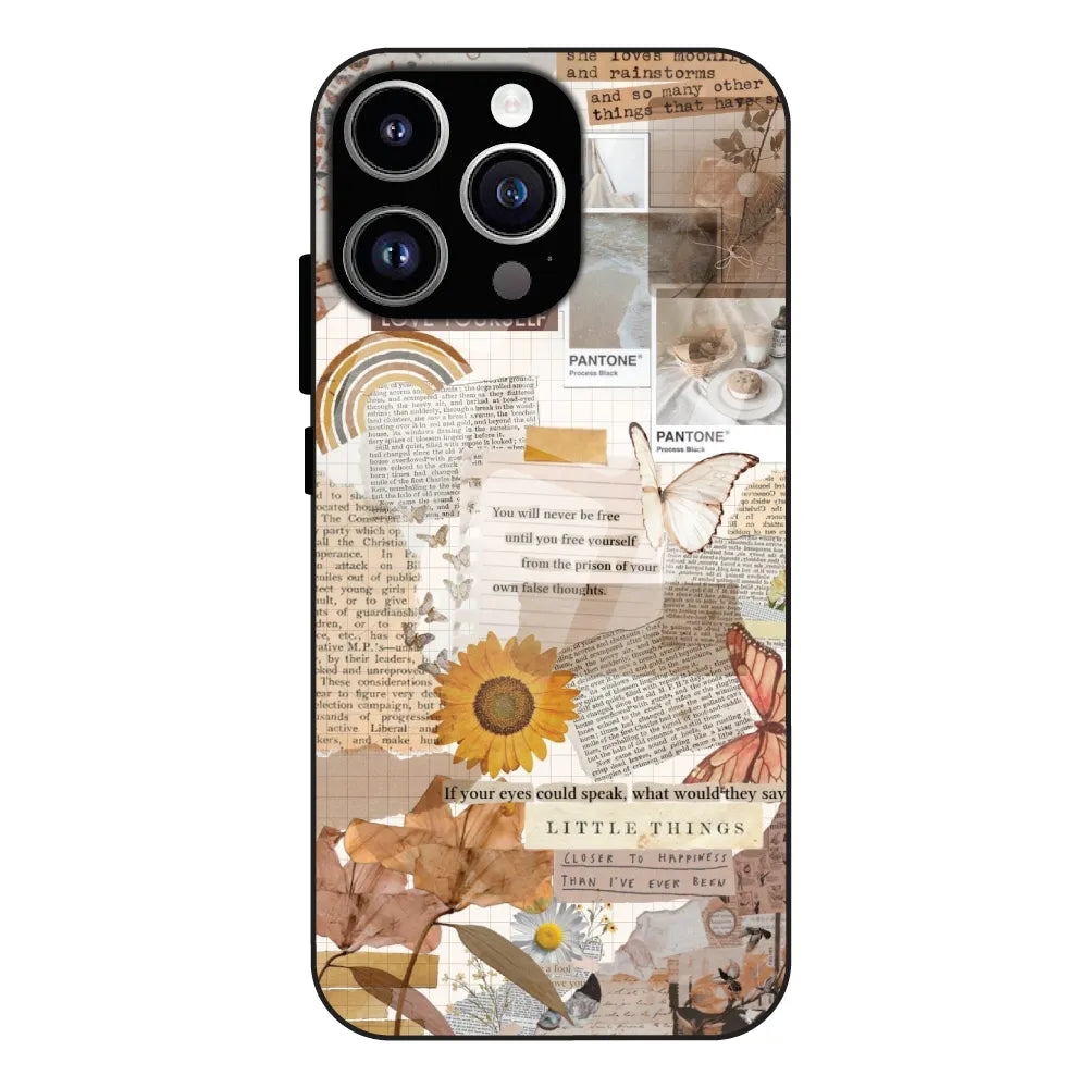 Aesthetic Butterfly & Sunflower - Glass Cases For Apple iPhone Models