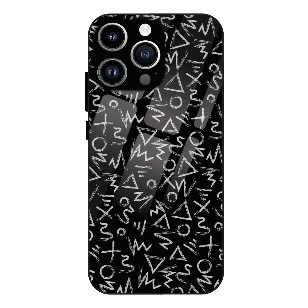 Geometric Black & White Pattern - Glass Cases For Apple iPhone Models