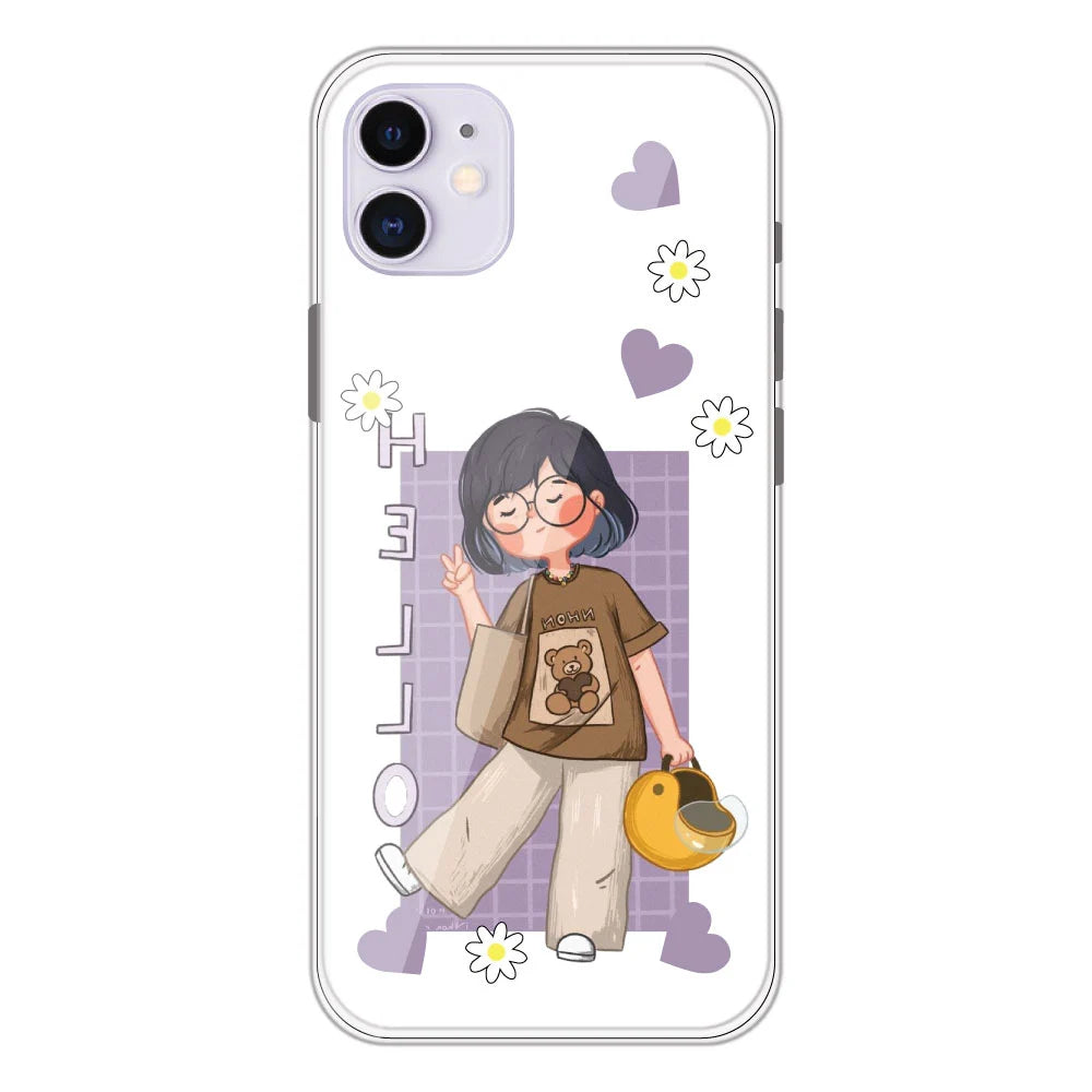 Introvert Girl - Clear Printed Silicone Case For Apple iPhone Models- Apple iPhone 11