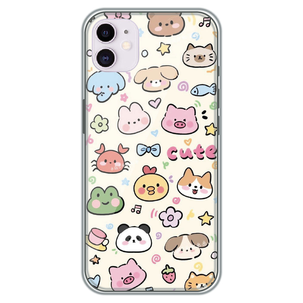 Cute Animal Friends - Printed Silicone Case for Apple iPhone 11