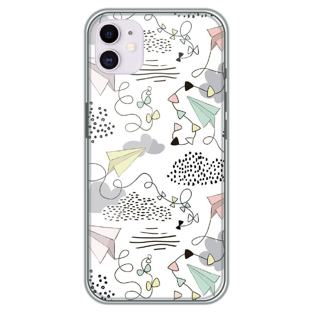 Paper Plane Doodles - Printed Silicone Case for Apple iPhone 11
