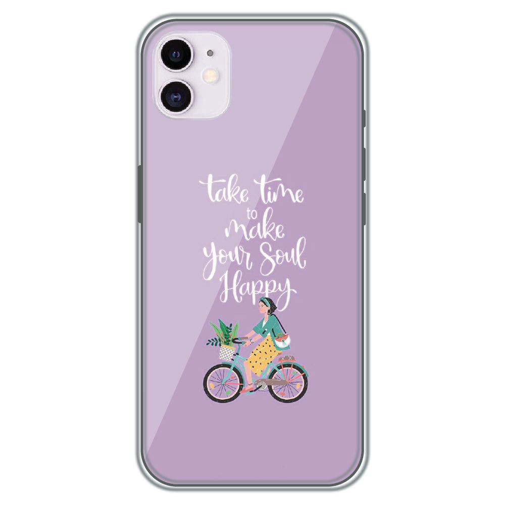 Soul Happy Quote - Printed Silicone Case for Apple iPhone 11
