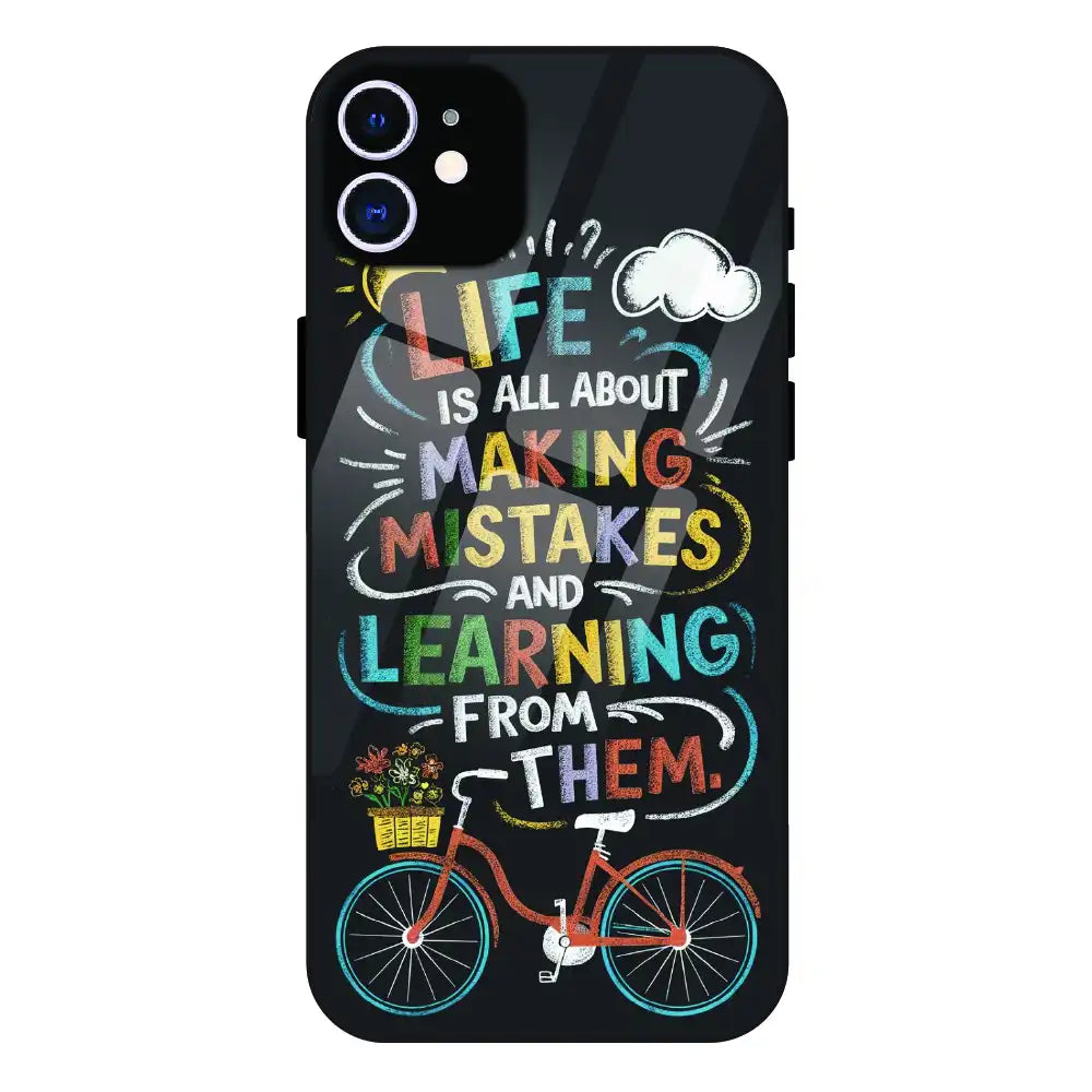 Motivational Quote Bicycle Art - Glass Case For Apple iPhone 12