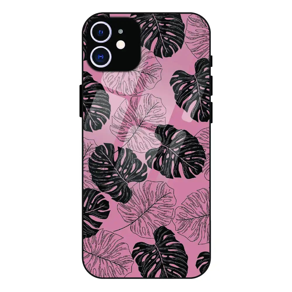 Tropical Monstera Leaf Pattern - Glass Case For Apple iPhone 12