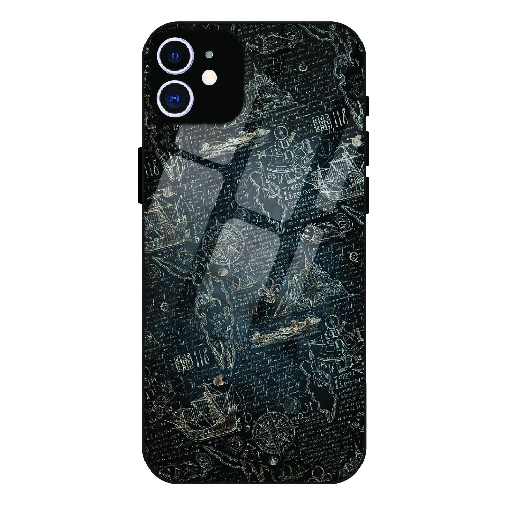 Vintage Explorer Map - Glass Case For Apple iPhone 12