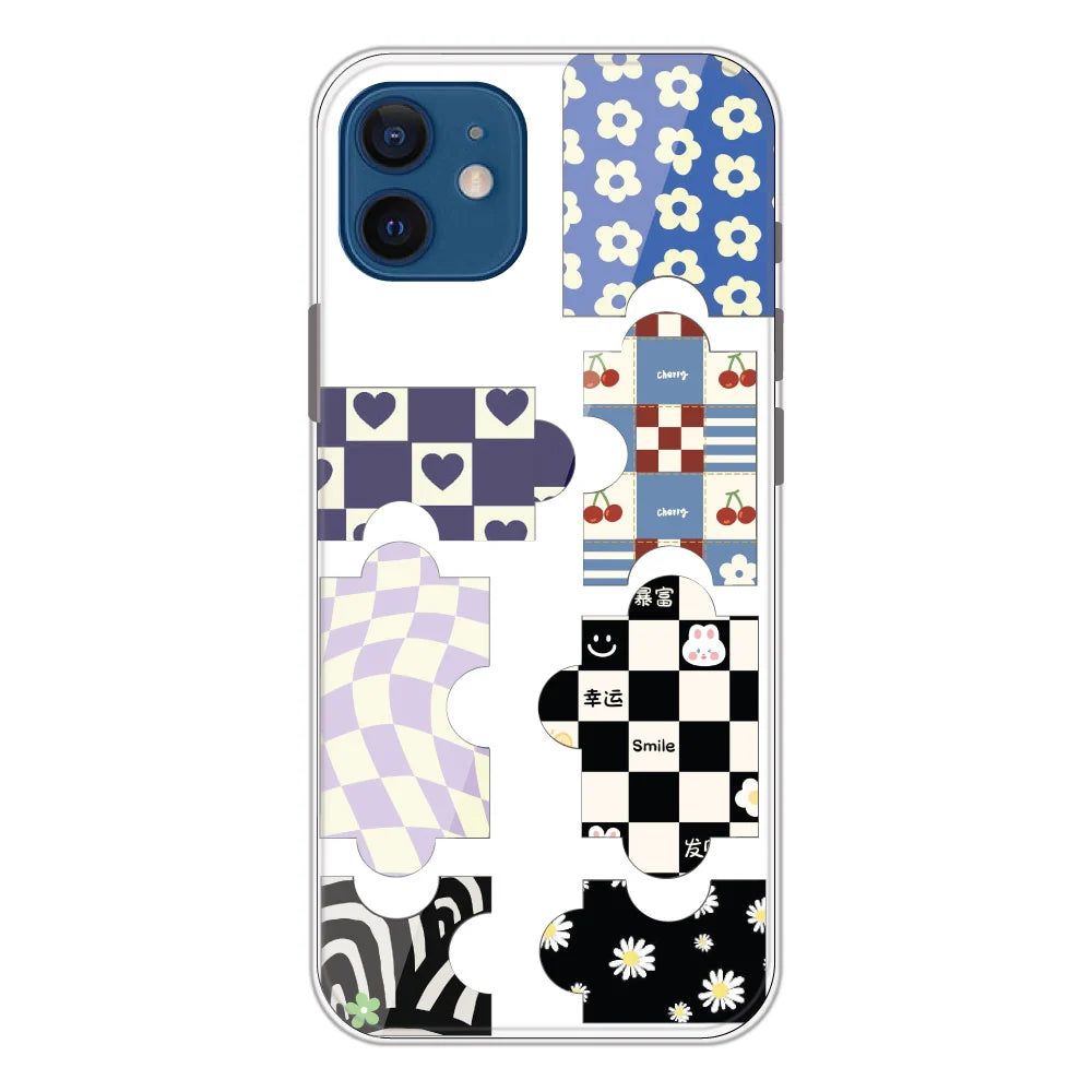 Aesthetic Puzzle - Clear Printed Silicone Case For Apple iPhone Models- Apple iPhone 12 mini
