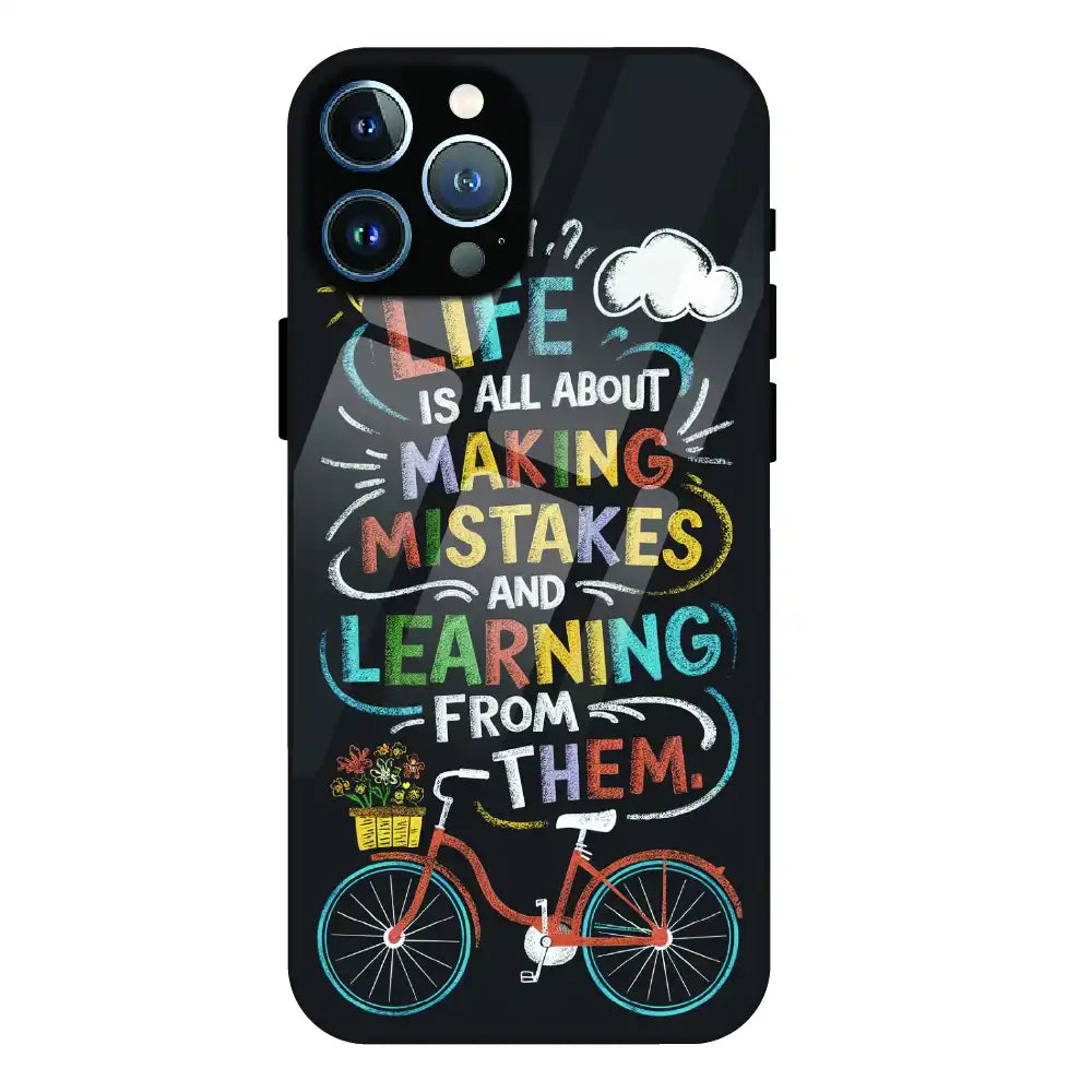 Motivational Quote Bicycle Art - Glass Case For Apple iPhone 12 Pro