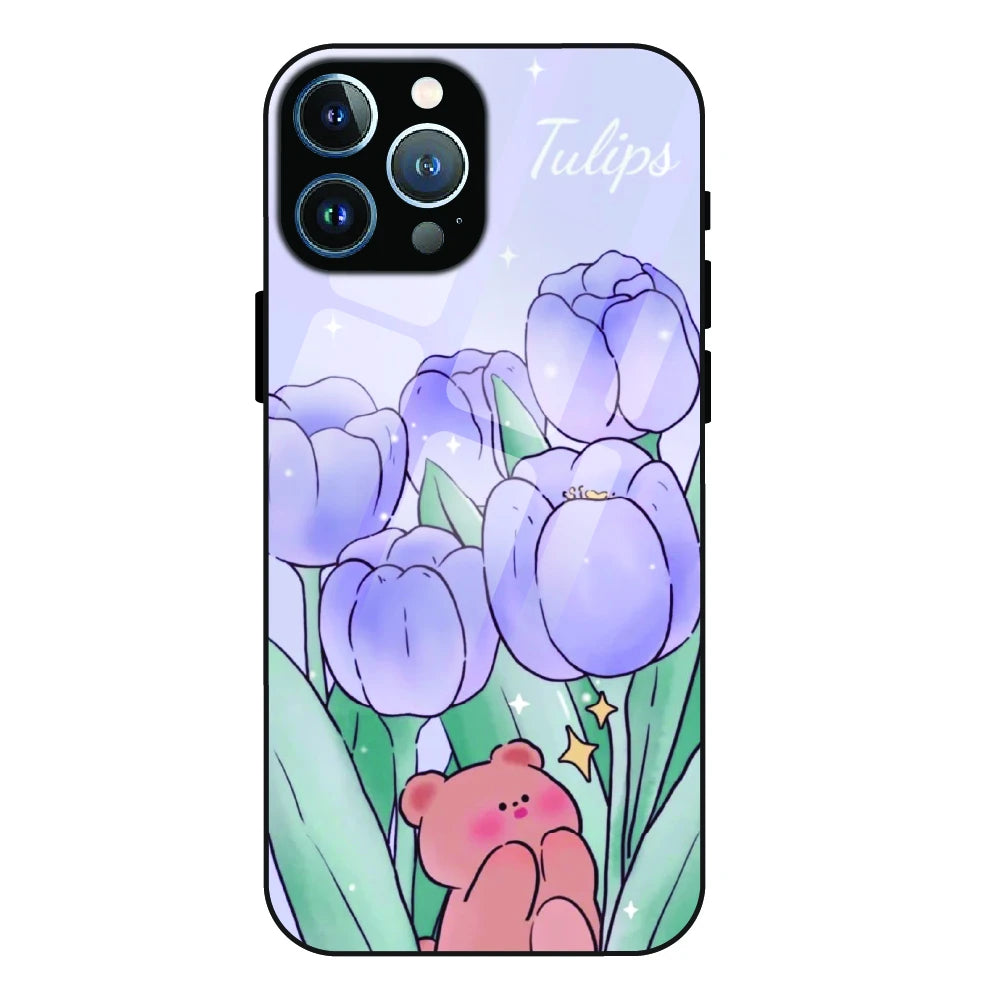 Tulip Bear Dreamscape - Glass Case For Apple iPhone 12 Pro