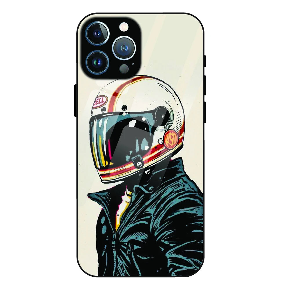 Retro Racer Helmet - Glass Case For Apple iPhone 12 Pro
