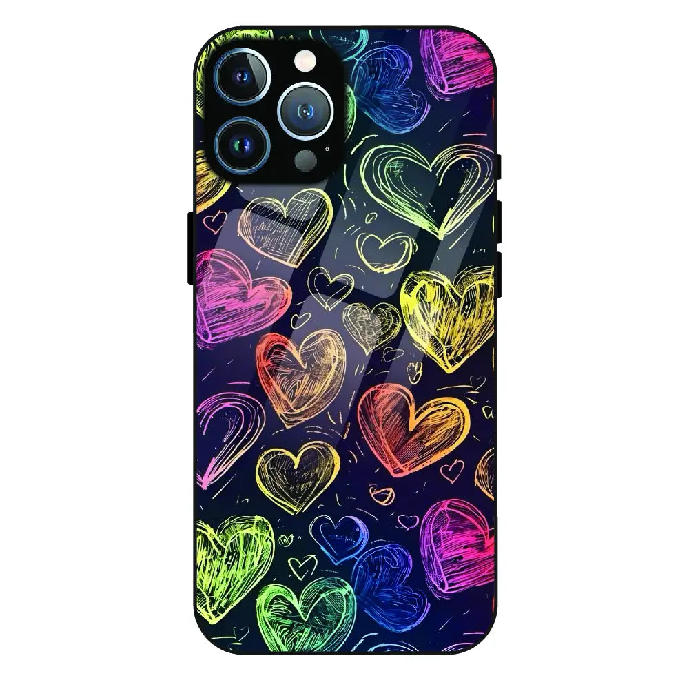 Neon Love Scribble - Glass Case For Apple iPhone 12 Pro