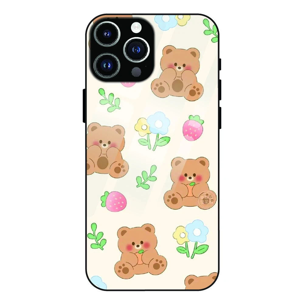 Cute Teddy Garden - Glass Case For Apple iPhone 12 Pro Max