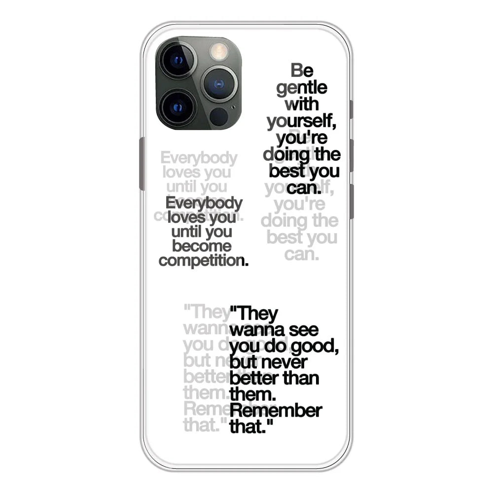 Motivational Quotes - Clear Printed Silicone Case For Apple iPhone Models- Apple iPhone 12 pro