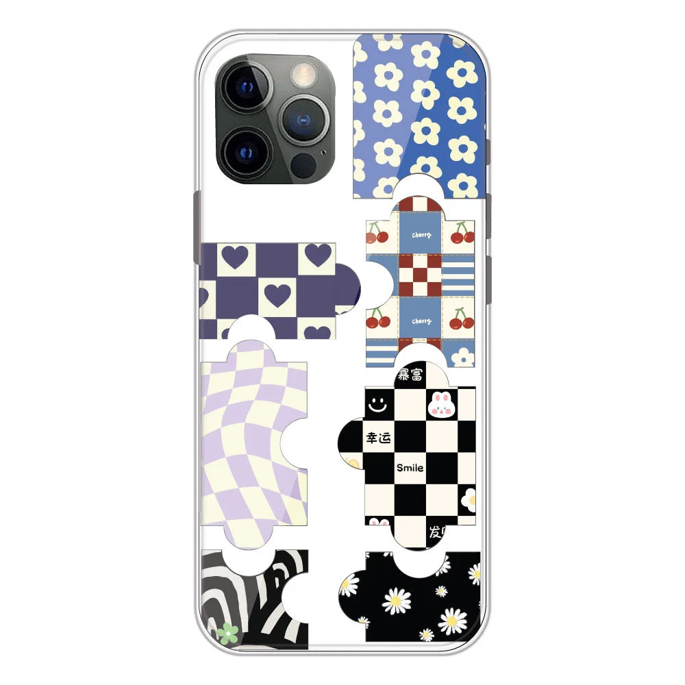 Aesthetic Puzzle - Clear Printed Silicone Case For Apple iPhone Models- Apple iPhone 12 pro