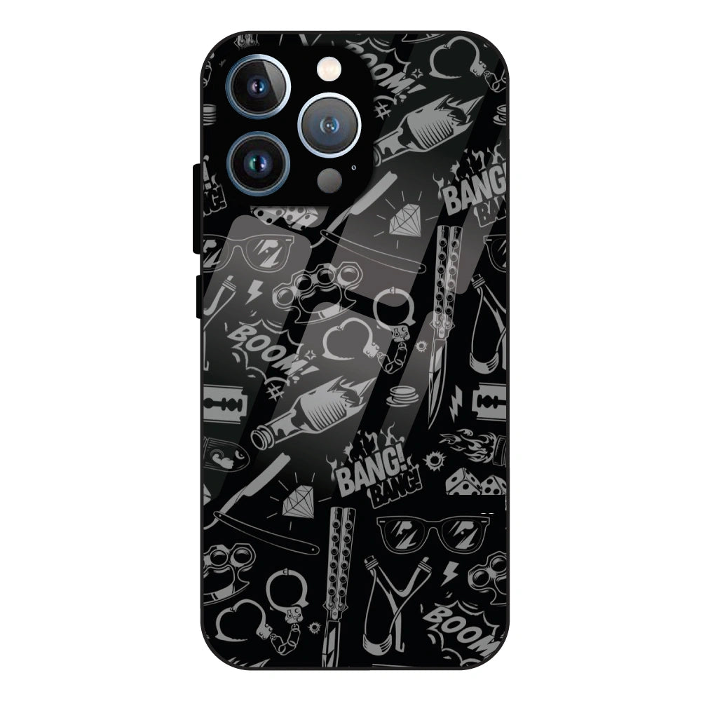Black Graphic Street Art - Glass Case For Apple iPhone 12 Pro
