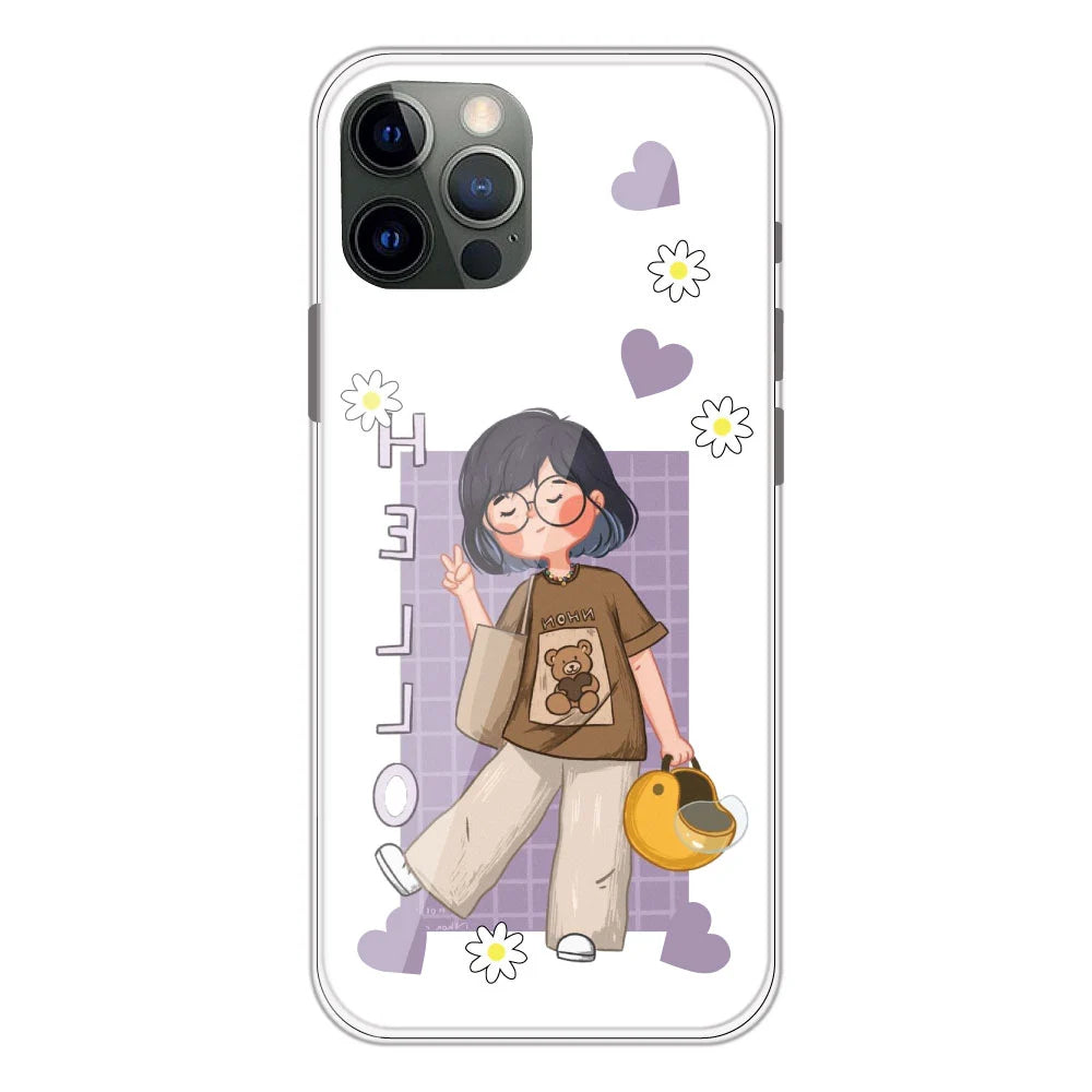 Introvert Girl - Clear Printed Silicone Case For Apple iPhone Models- Apple iPhone 12 pro