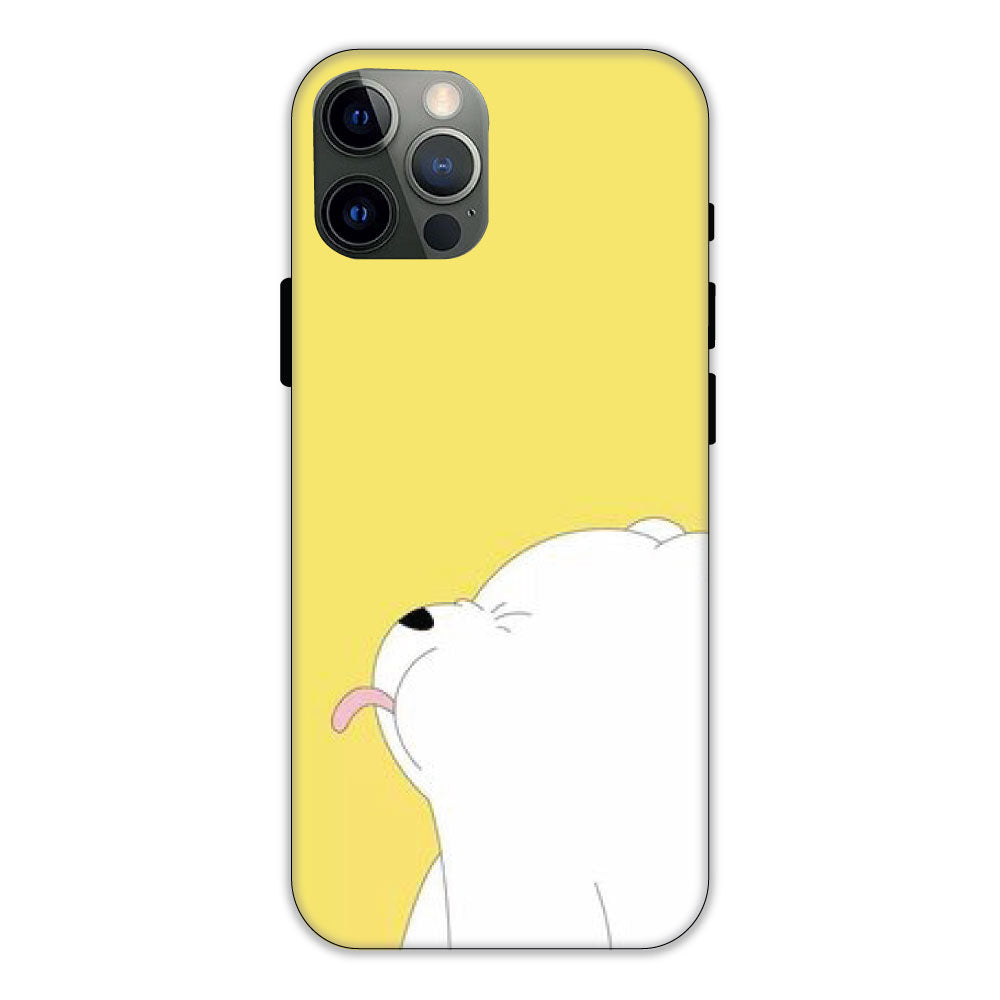 White Teddy On Yellow Background - Hard Cases For Apple iPhone Models IPHONE 12 PRO