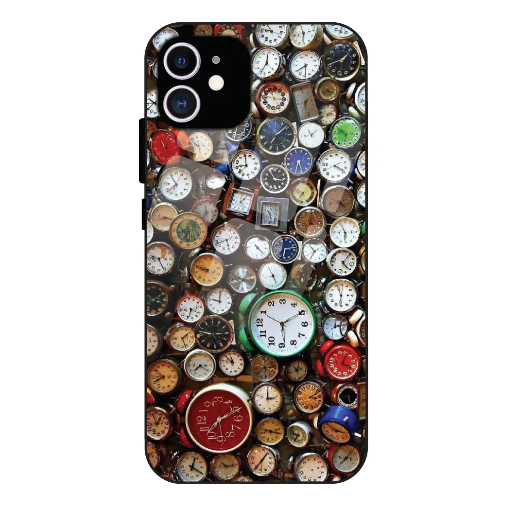 Retro Timepiece Pattern - Glass Case For Apple iPhone 12