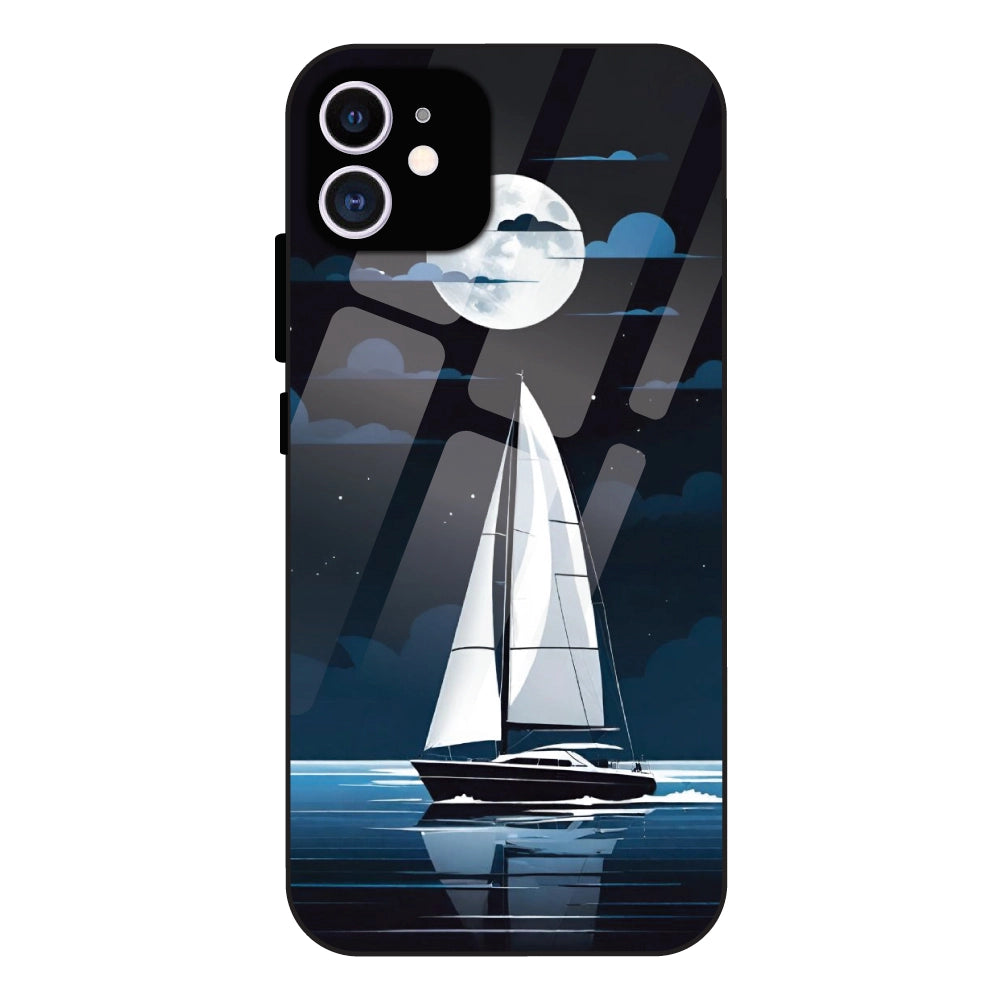 Moonlight Sailboat - Glass Case For Apple iPhone 12