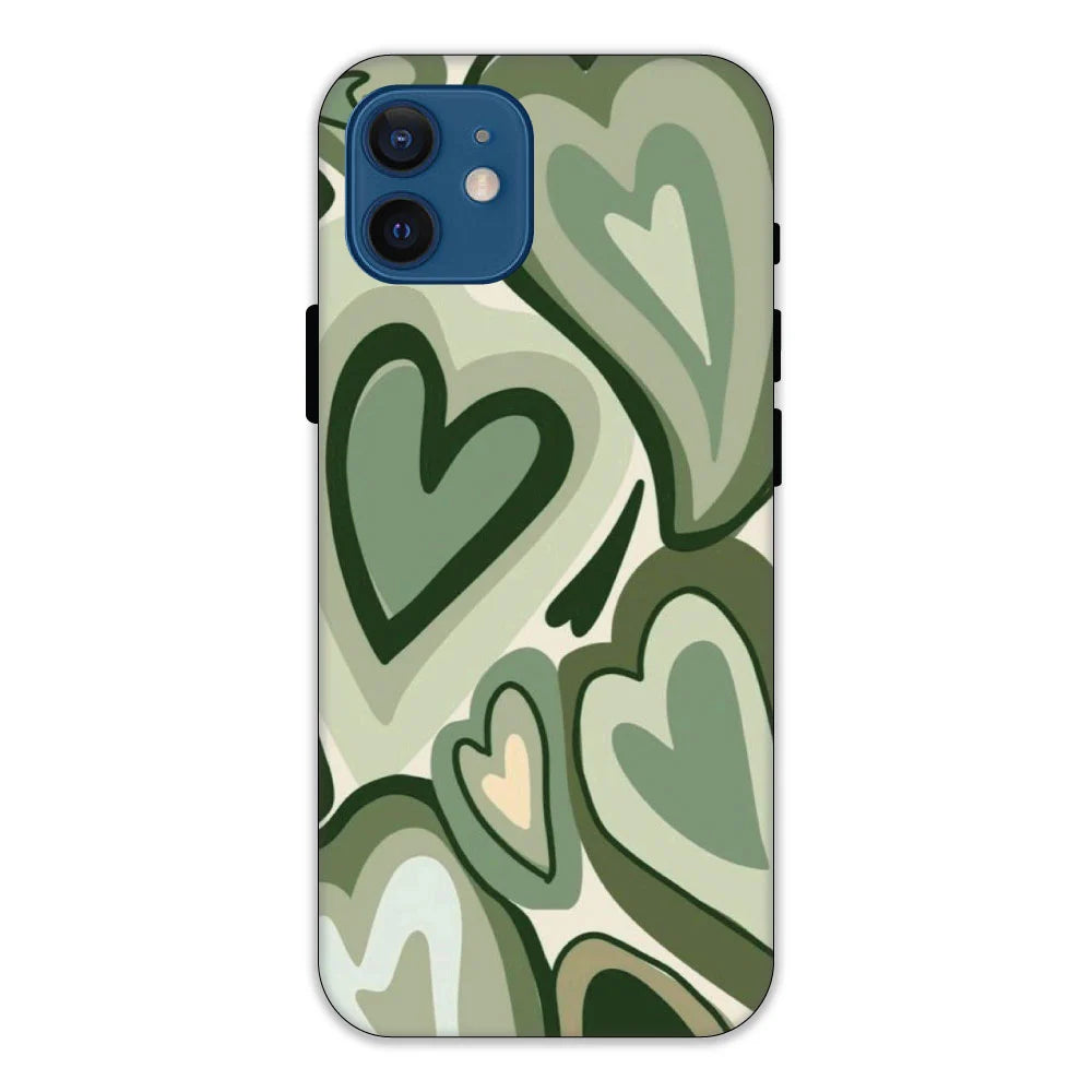 Green Hearts Hard Case Apple IPhone 12 models