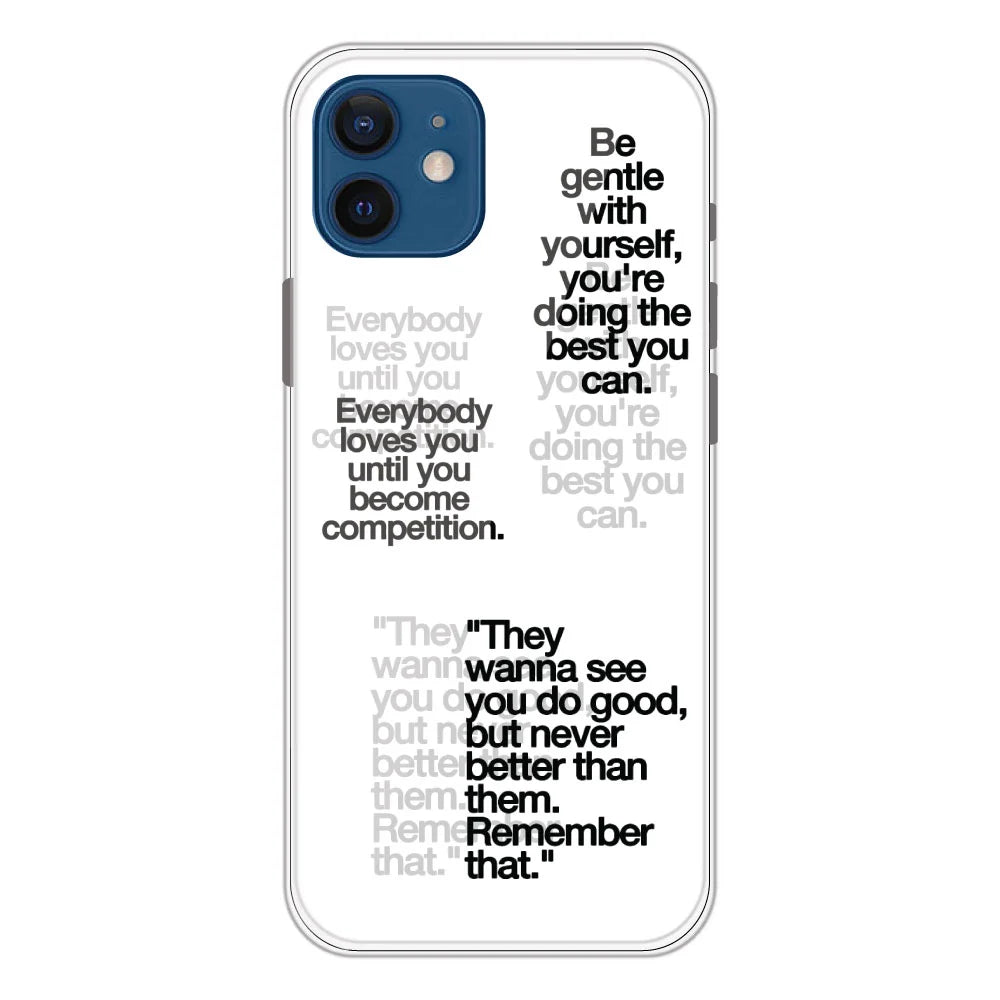 Motivational Quotes - Clear Printed Silicone Case For Apple iPhone Models- Apple iPhone 12