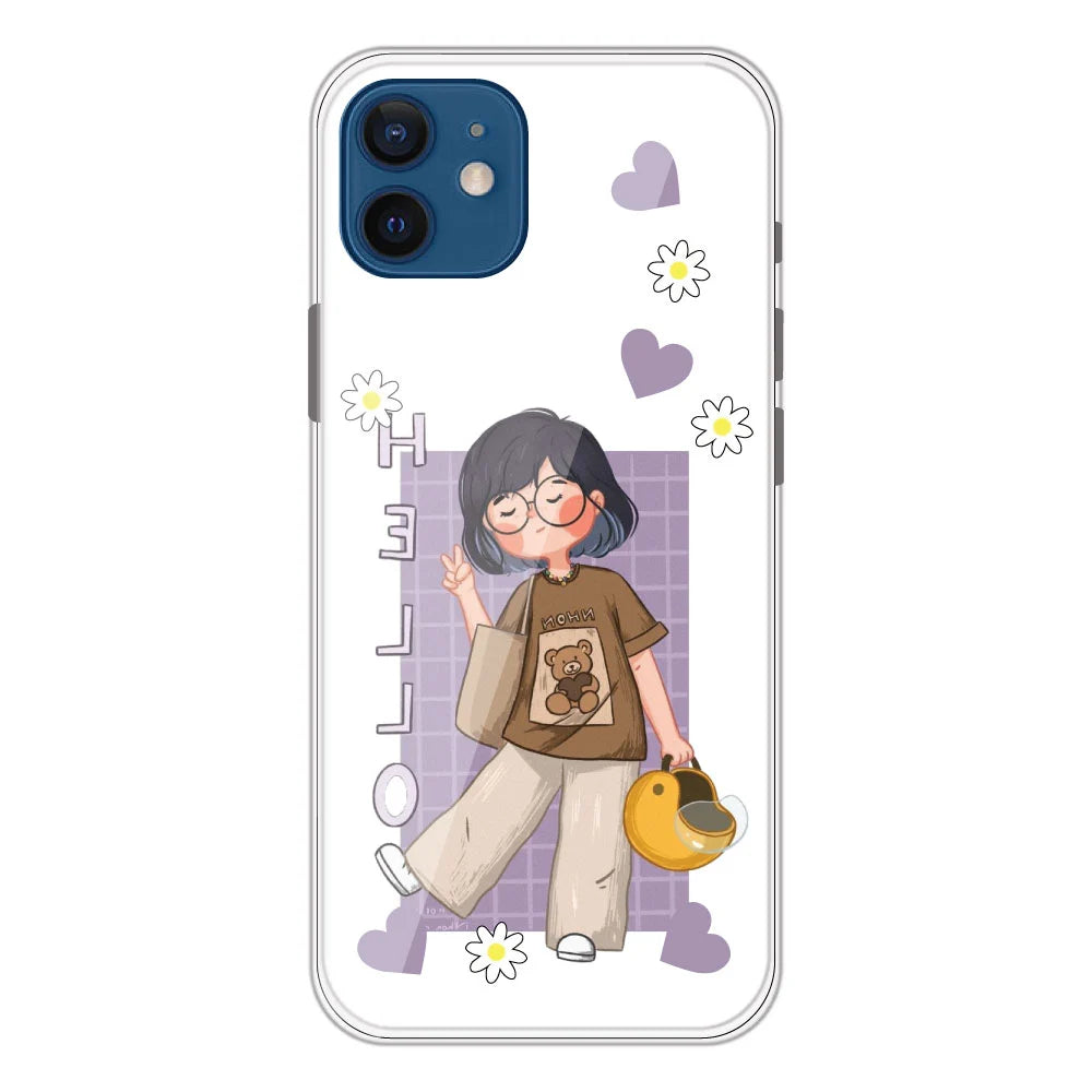 Introvert Girl - Clear Printed Silicone Case For Apple iPhone Models- Apple iPhone 12