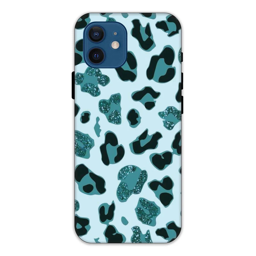 Blue Leopard Glitter Print Hard Case Apple IPhone 12 Mini Models