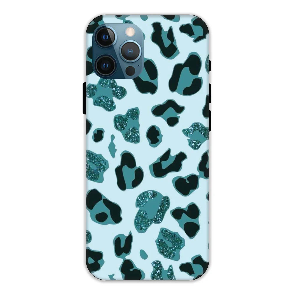 Blue Leopard Glitter Print Hard Case Apple IPhone 12 Pro Models