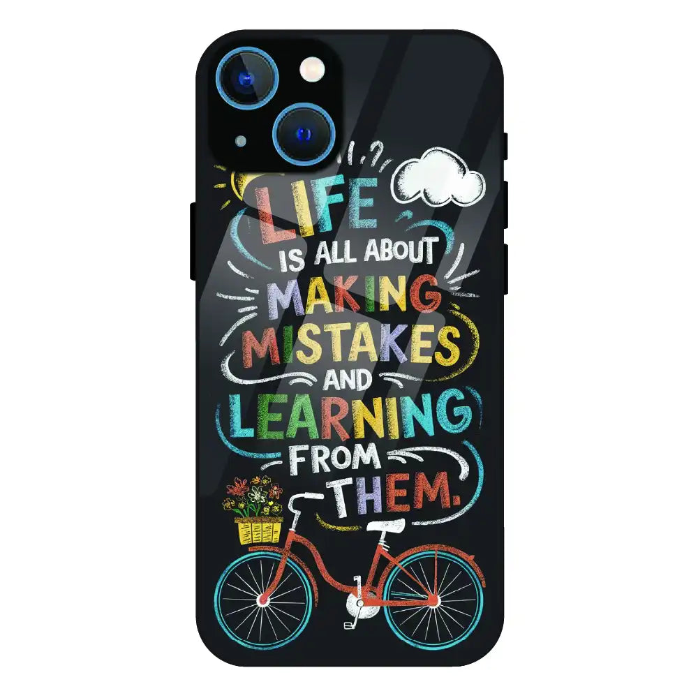Motivational Quote Bicycle Art - Glass Case For Apple iPhone 13