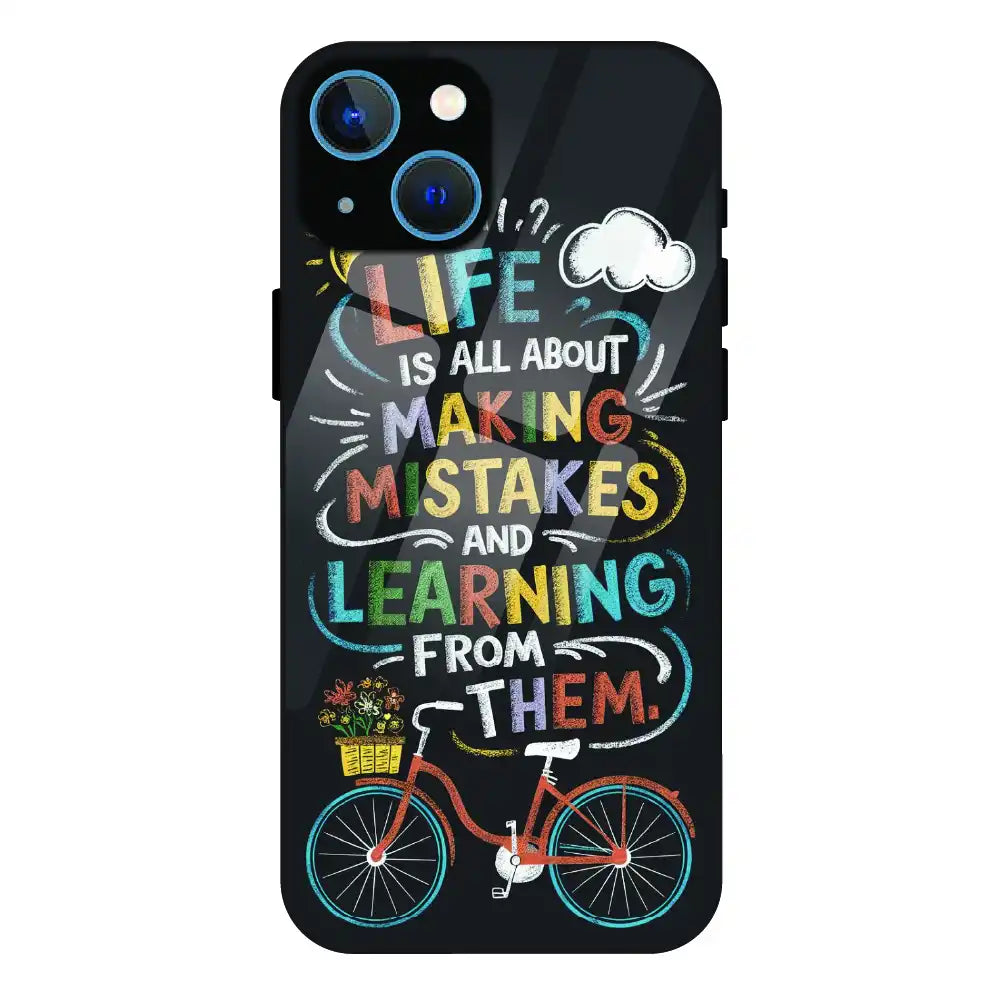 Motivational Quote Bicycle Art - Glass Case For Apple iPhone 13 Mini