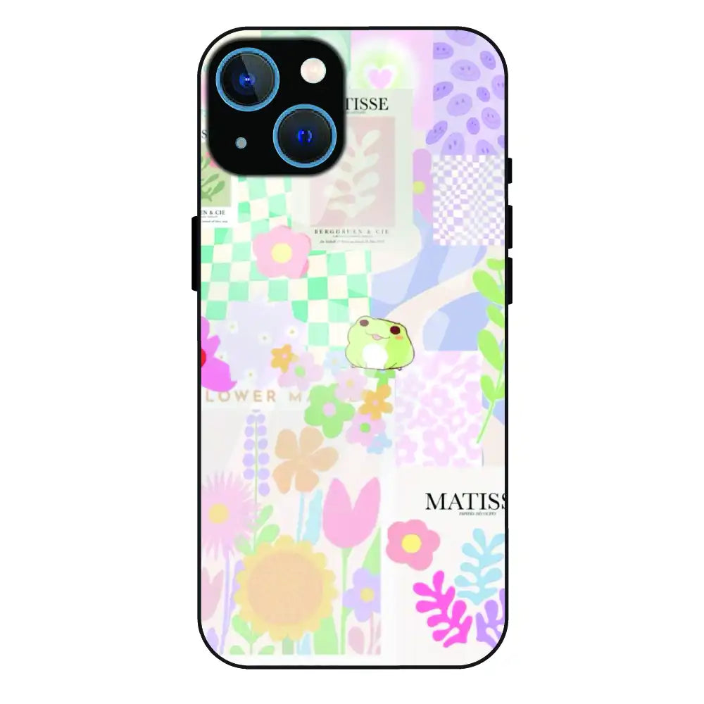 Cute Pastel Floral Collage Art - Glass Case For Apple iPhone 13 Mini