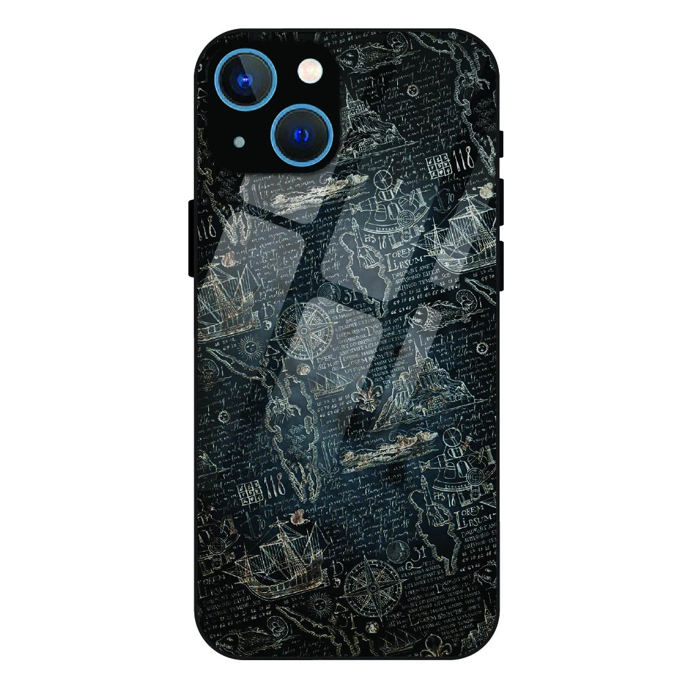 Vintage Explorer Map - Glass Case For Apple iPhone 13 Mini