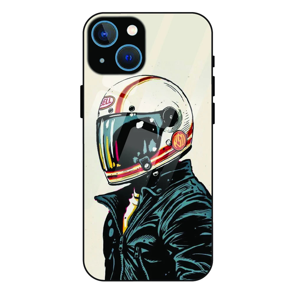 Retro Racer Helmet - Glass Case For Apple iPhone 13 Mini