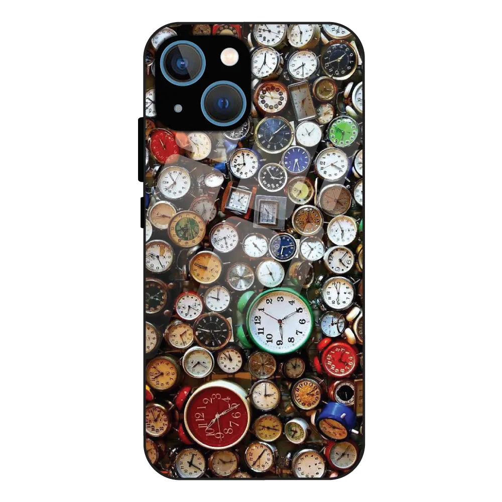 Retro Timepiece Pattern - Glass Case For Apple iPhone 13 Mini