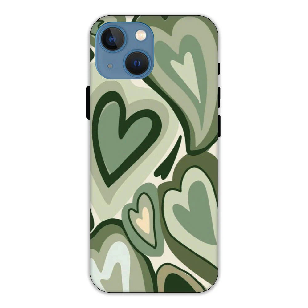 Green Hearts Hard Case Apple IPhone 13 Mini models