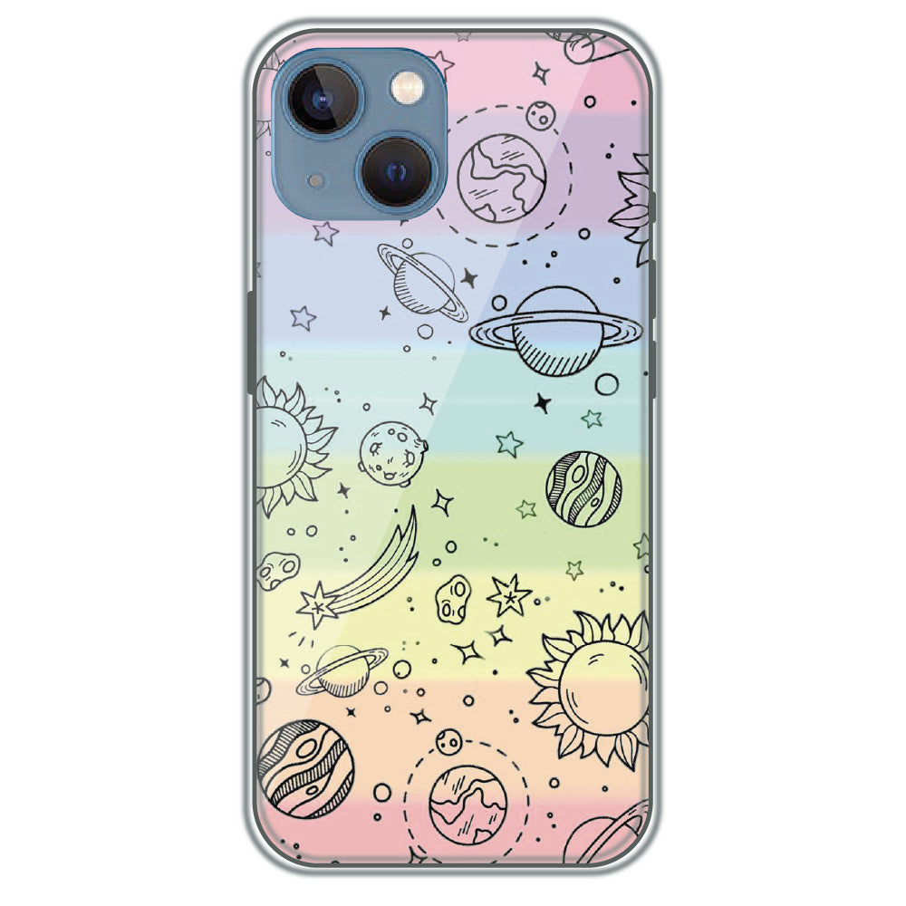 Pastel Galaxy Doodle - Printed Silicone Case for Apple iPhone 13 Mini
