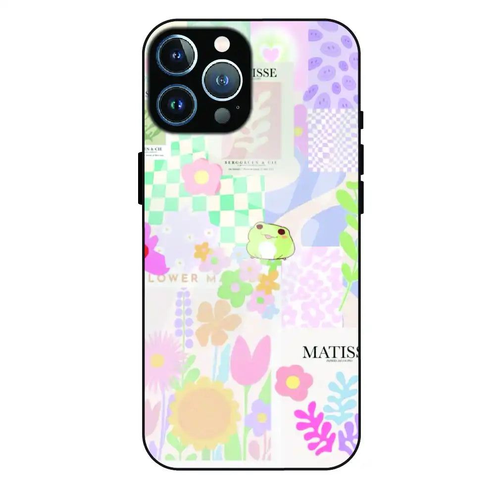 Cute Pastel Floral Collage Art - Glass Case For Apple iPhone 13 Pro