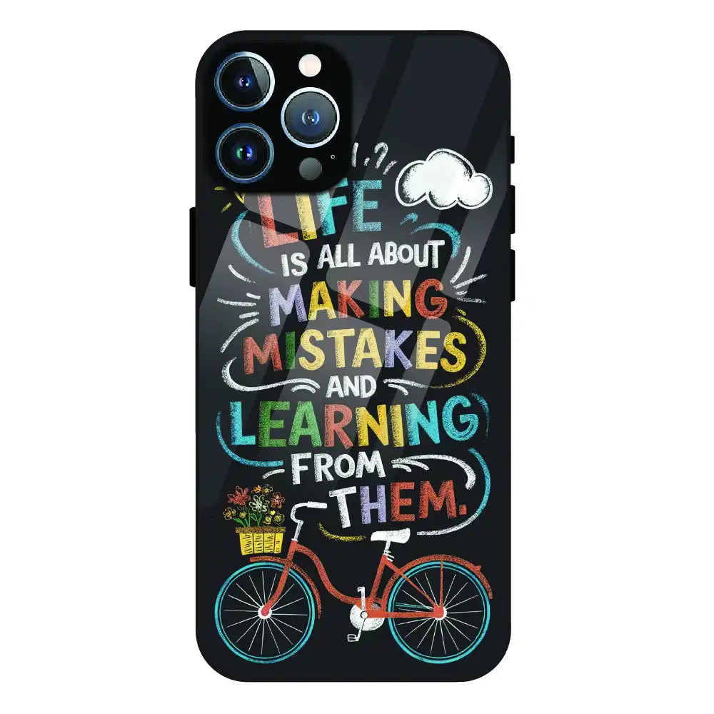 Motivational Quote Bicycle Art - Glass Case For Apple iPhone 13 Pro