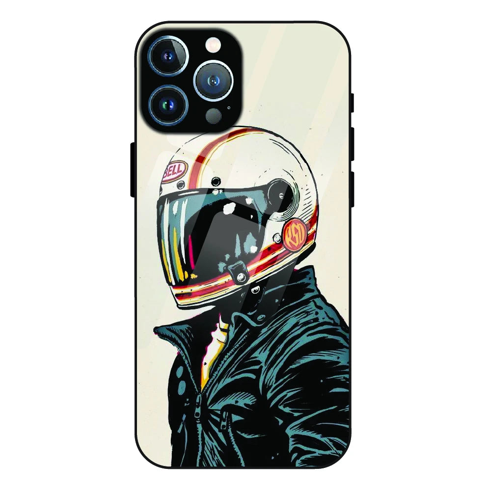 Retro Racer Helmet - Glass Case For Apple iPhone 13 Pro