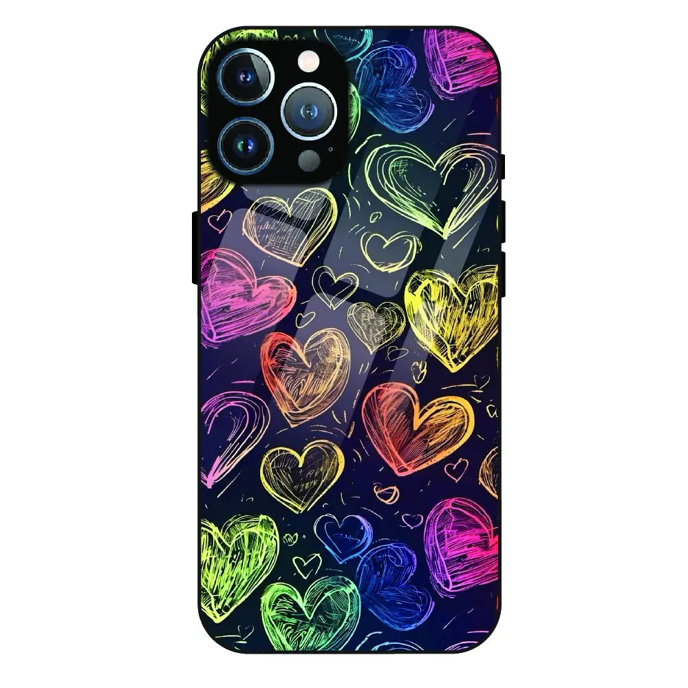 Neon Love Scribble - Glass Case For Apple iPhone 13 Pro
