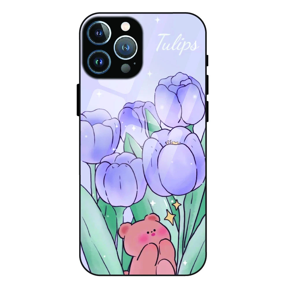 Tulip Bear Dreamscape - Glass Case For Apple iPhone 13 Pro