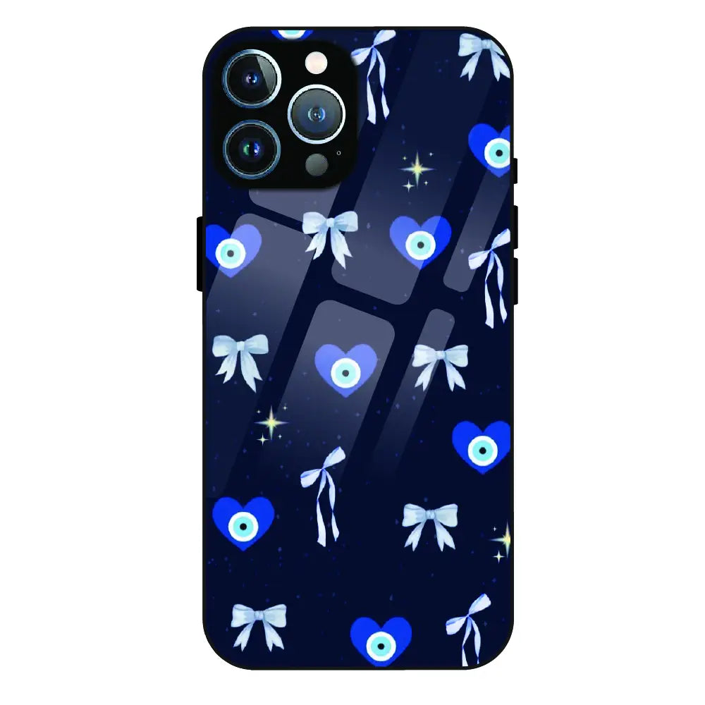 Evil Eye Bow Midnight - Glass Case For Apple iPhone 13 Pro