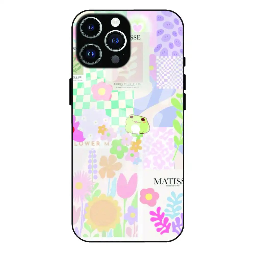 Cute Pastel Floral Collage Art - Glass Case For Apple iPhone 13 Pro Max