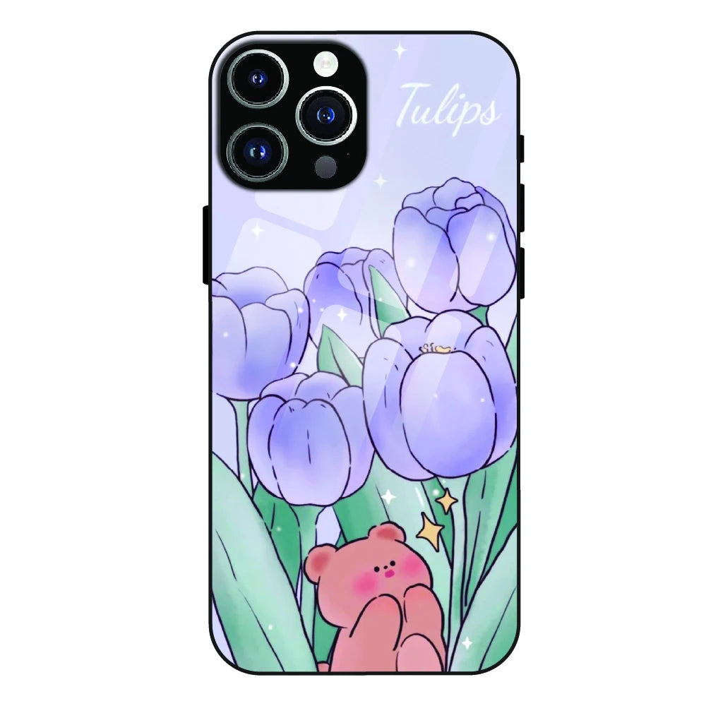 Tulip Bear Dreamscape - Glass Case For Apple iPhone 13 Pro Max