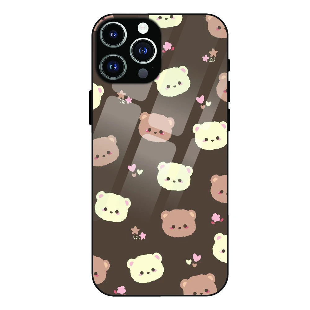 Cozy Bear Pattern - Glass Case For Apple iPhone 13 Pro Max