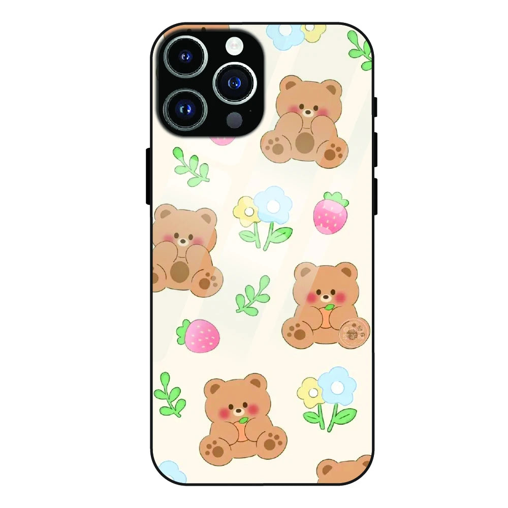 Cute Teddy Garden - Glass Case For Apple iPhone 13 Pro Max
