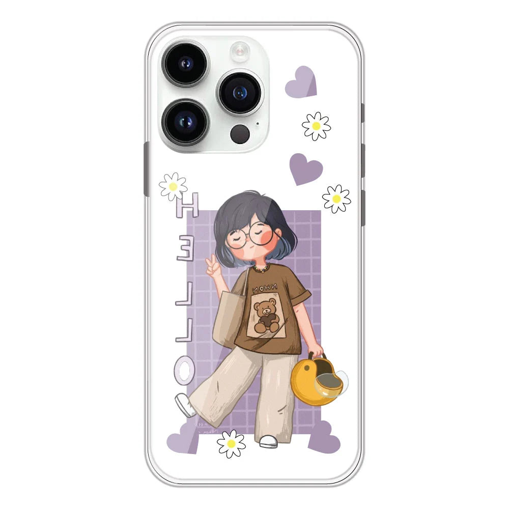 Introvert Girl - Clear Printed Silicone Case For Apple iPhone Models- Apple iPhone 13 pro max